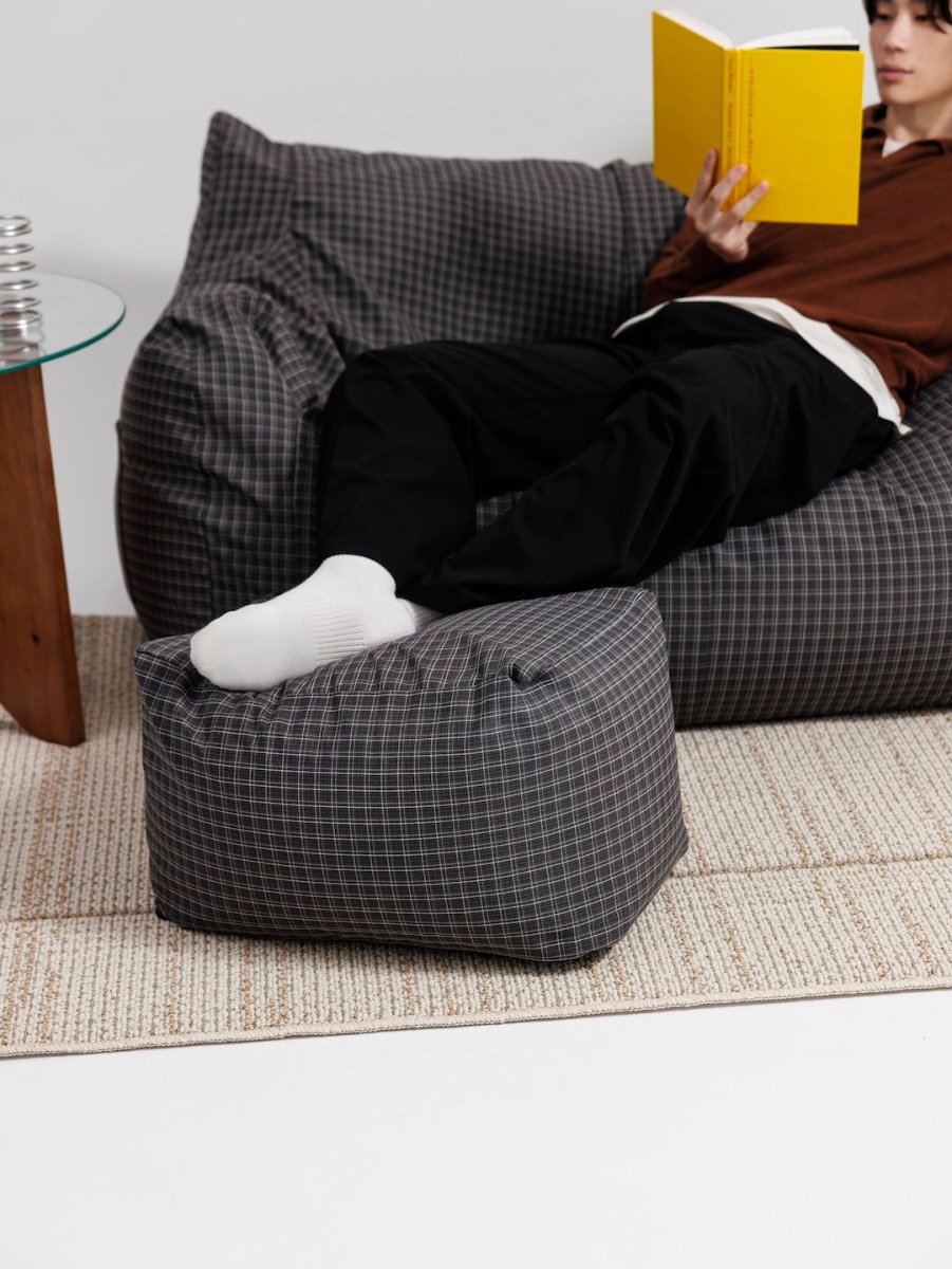 OR - 9568 - LOOSY - HUGME ビーズオットマン Charcoal Check