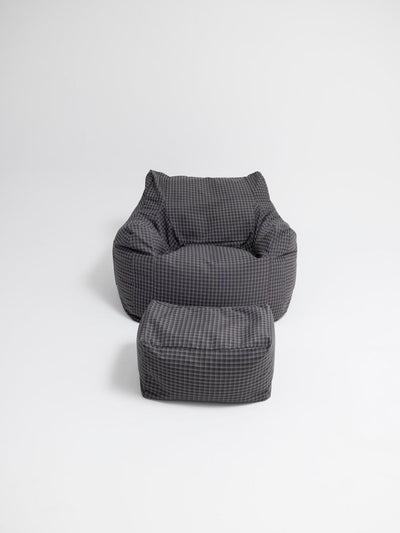 OR - 9568 - LOOSY - HUGME ビーズオットマン Charcoal Check
