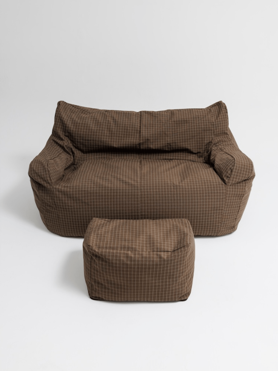 OR - 9569 - LOOSY - HUGME ビーズオットマン Brown Check