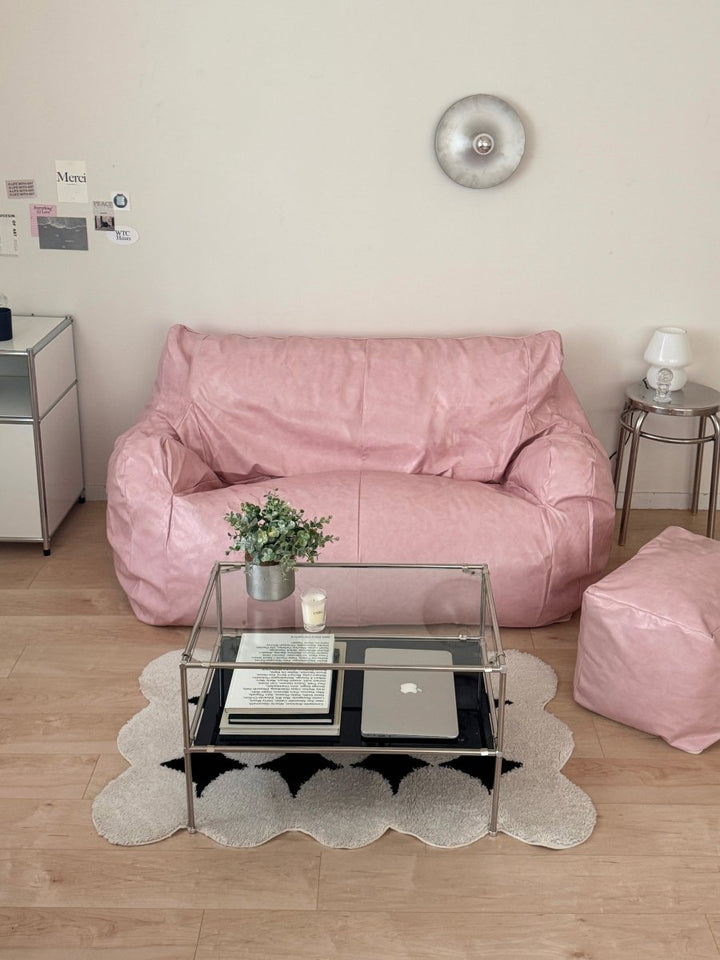 公式】LOOSY 2人掛けビーズソファ Glossy Pink｜2人用ソファ おしゃれ