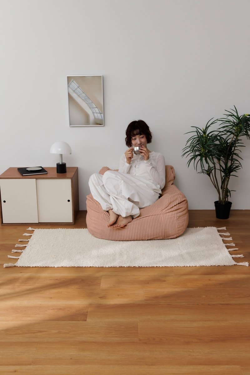 公式】LOOSY 1人掛けビーズソファ ミニ 付替カバー Coral Pink｜1人用