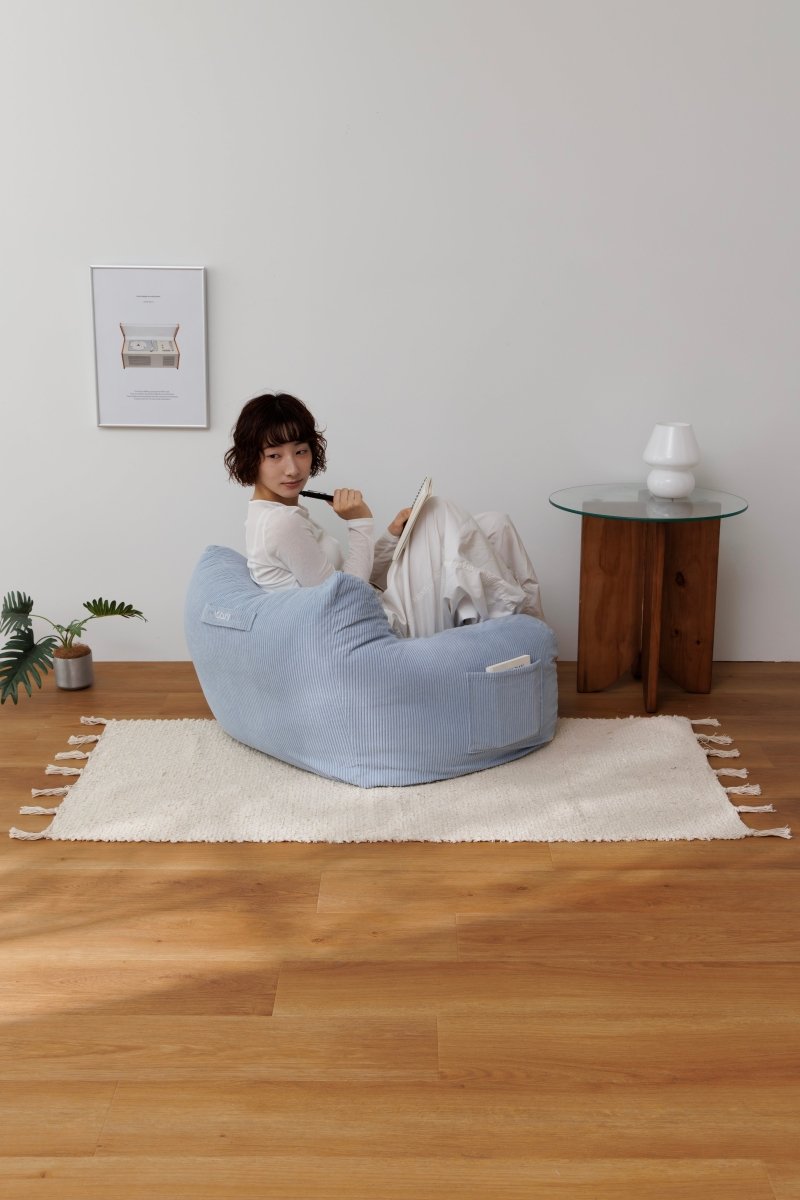 公式】LOOSY 1人掛けビーズソファ ミニ Powder Blue｜1人用ソファ