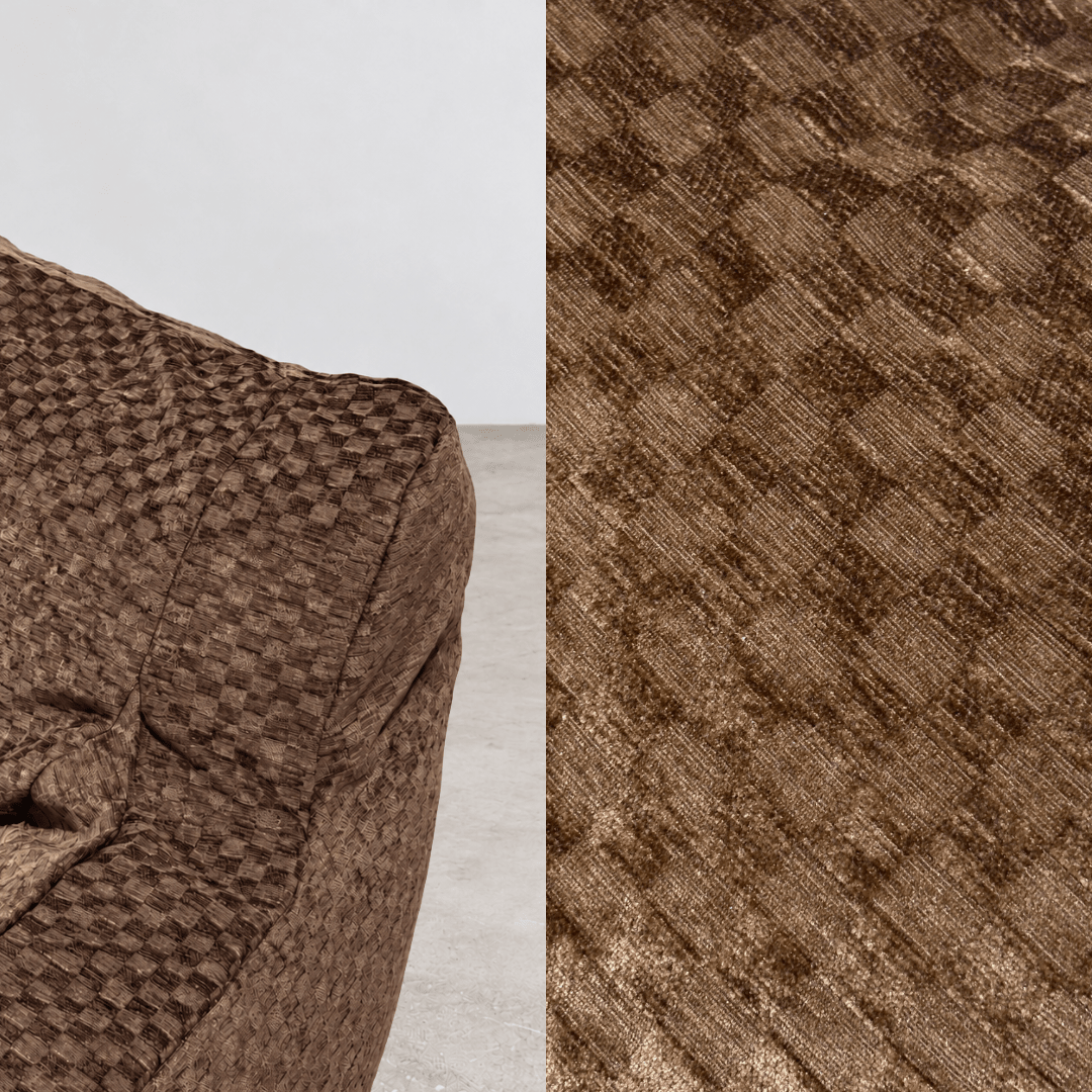 SE-10353-LOOSY-LOOSY 1人掛けビーズソファ Check Chenille -Brown