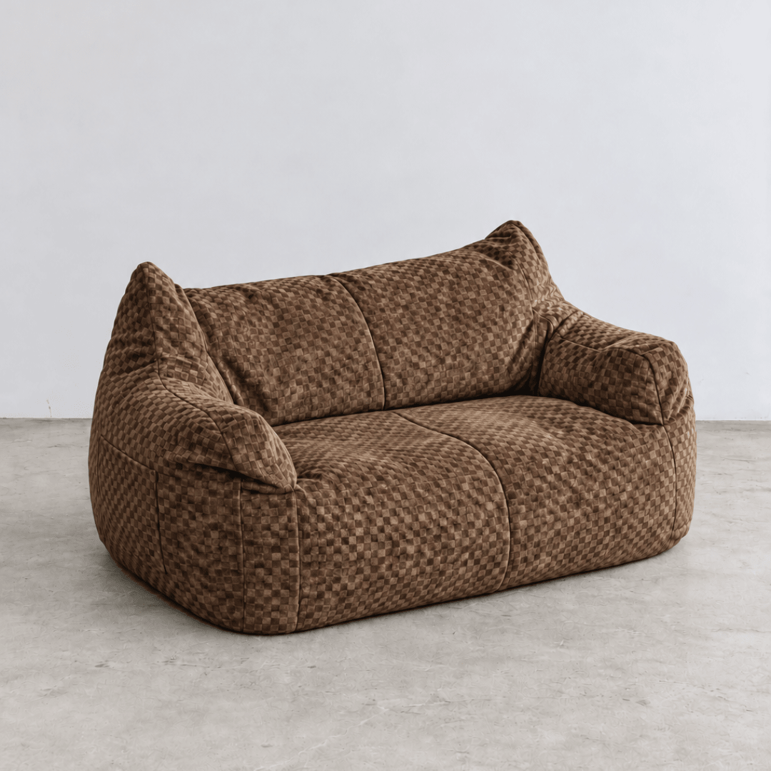 SE-10354-LOOSY-LOOSY 2人掛けビーズソファ Check Chenille -Brown