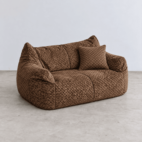 SE-10356-LOOSY-LOOSY 2人掛けビーズソファ Check Chenille -Brown