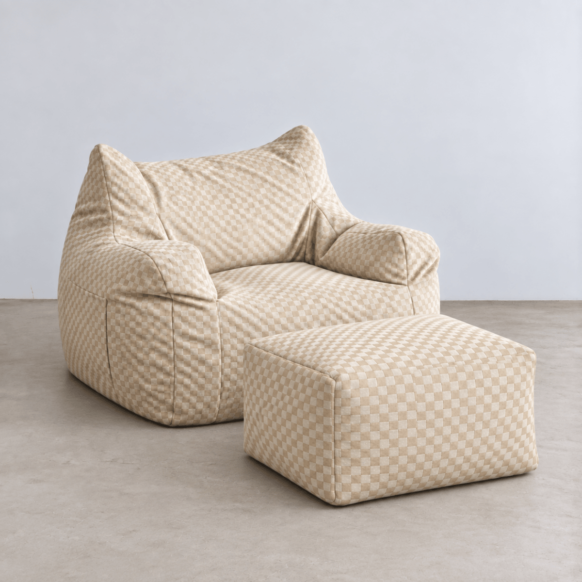 SE-10360-LOOSY-LOOSY 1人掛けビーズソファ Check Chenille -Ivory
