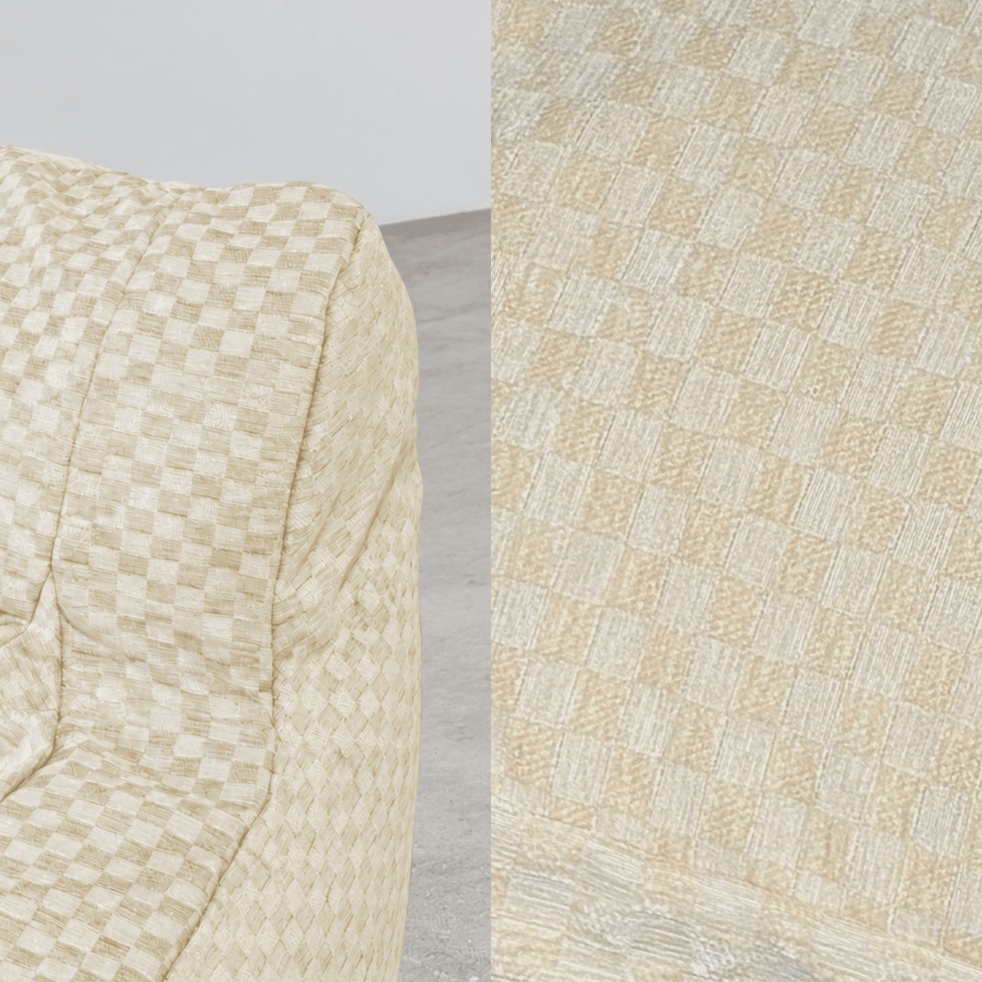 SE-10362-LOOSY-LOOSY 1人掛けビーズソファ Check Chenille -Ivory