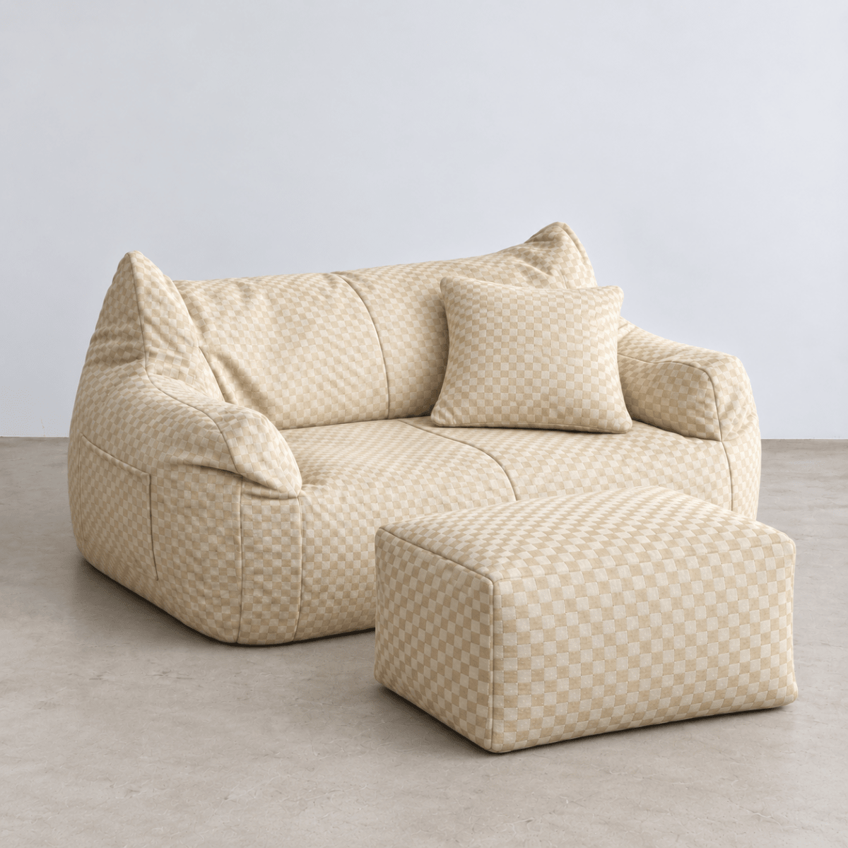 SE-10366-LOOSY-LOOSY 2人掛けビーズソファ Check Chenille -Ivory