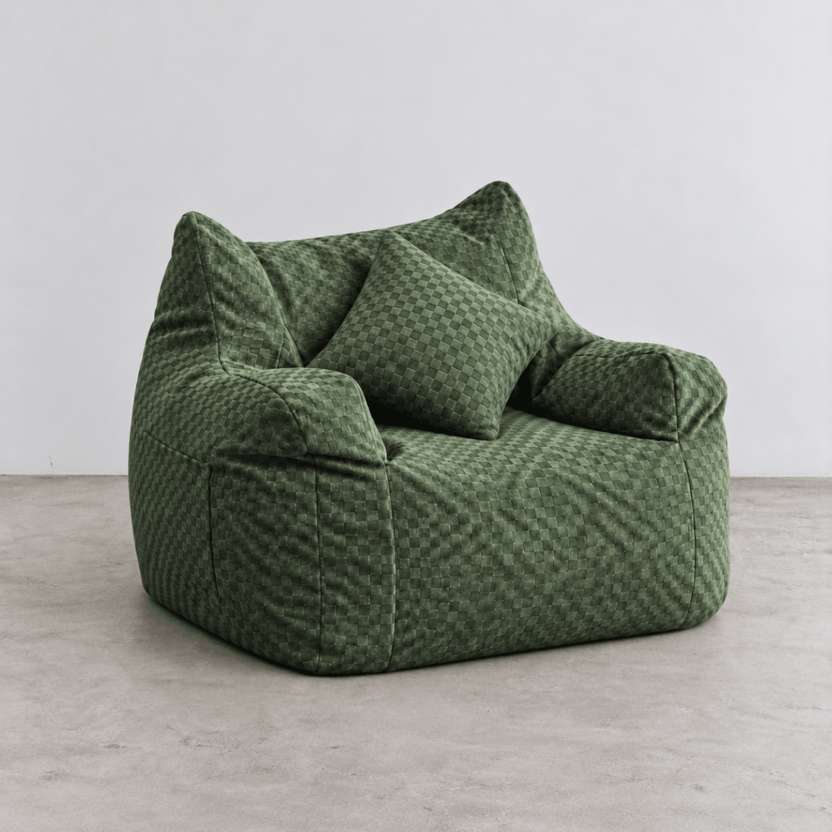 SE-10370-LOOSY-LOOSY 1人掛けビーズソファ Check Chenille -Green