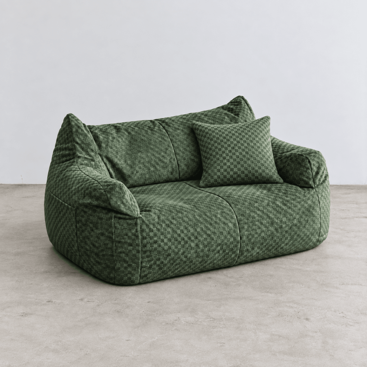 SE-10374-LOOSY-LOOSY 2人掛けビーズソファ Check Chenille -Green