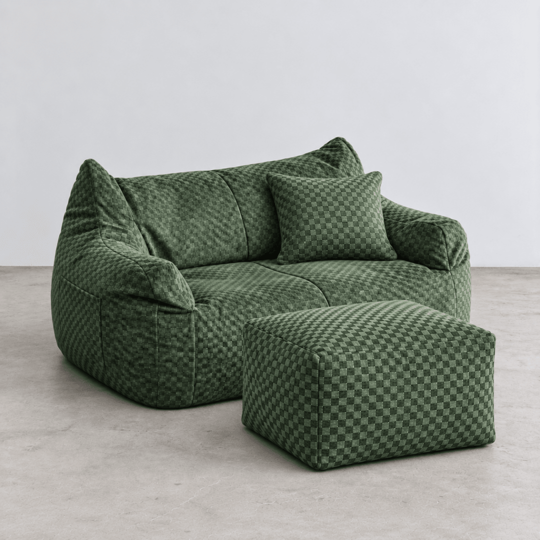 公式】LOOSY 2人掛けビーズソファ Check Chenille -Green|2人用ソファ 公式】LOOSY 2人掛けビーズソファ Check Chenille -Green|2人用ソファ