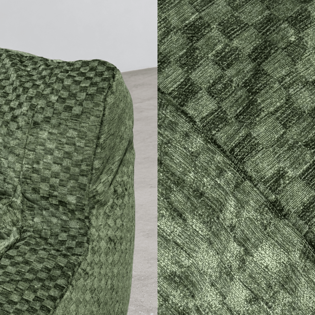 SE-10375-LOOSY-LOOSY 2人掛けビーズソファ Check Chenille -Green