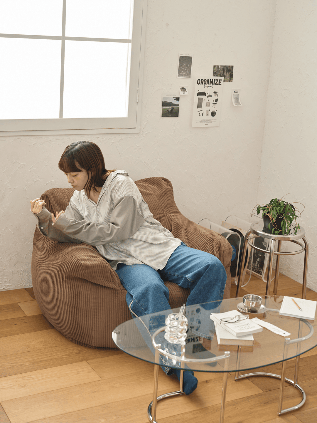 LOOSY 1人掛けビーズソファ Brown｜1人用ソファ おしゃれ 一人暮らし
