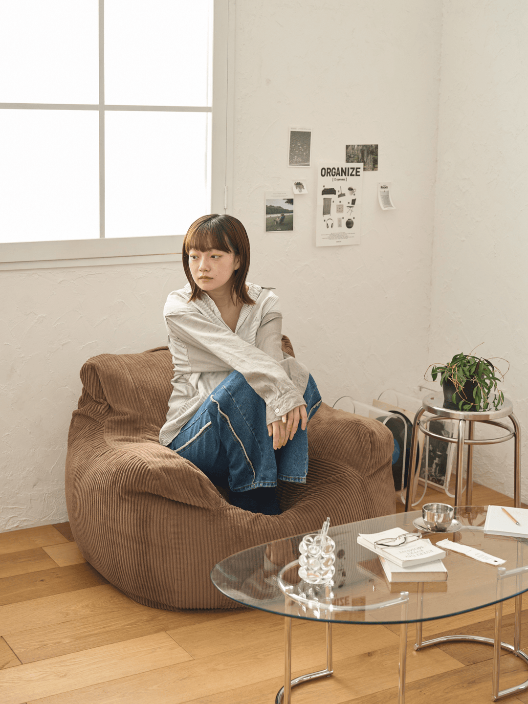 HUGME 1人掛けビーズソファ OLIVE｜おしゃれ 一人暮らし カーキ