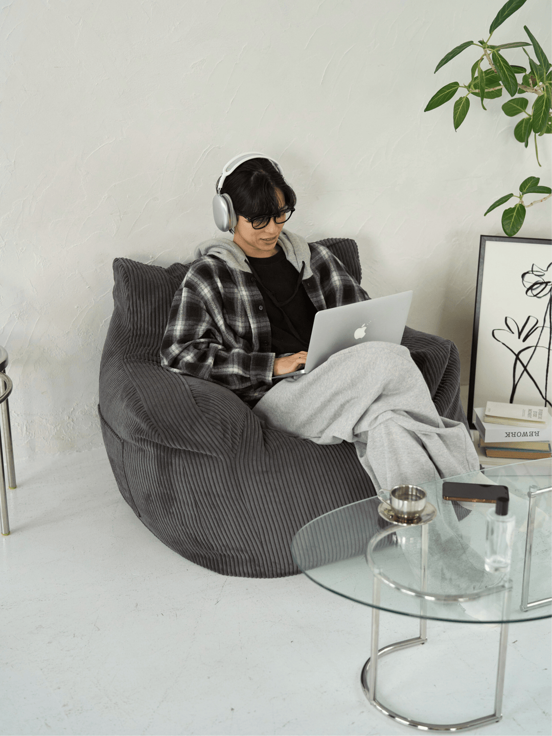 LOOSY 1人掛けビーズソファ Charcoal|1人用ソファ おしゃれ LOOSY 1人掛けビーズソファ Charcoal|1人用ソファ おしゃれ