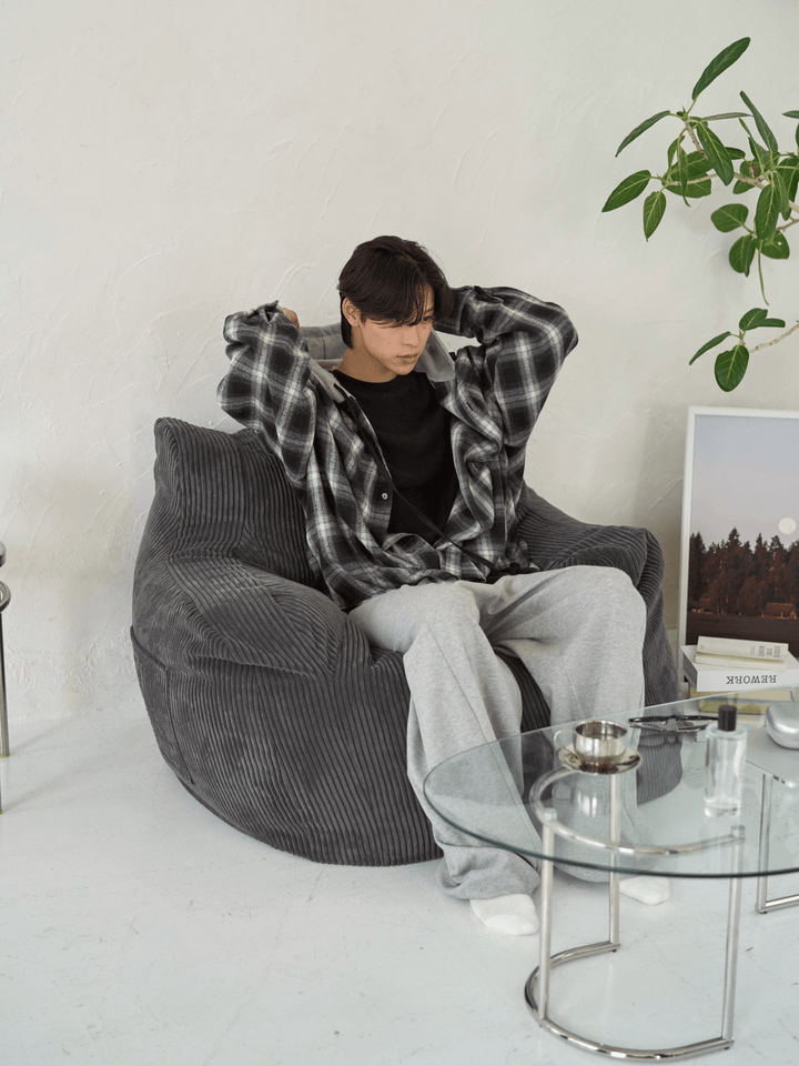 LOOSY グレー ビーズクッション ソファ 大きめ LOOSY 1人掛けビーズソファ Charcoal|1人用ソファ おしゃれ