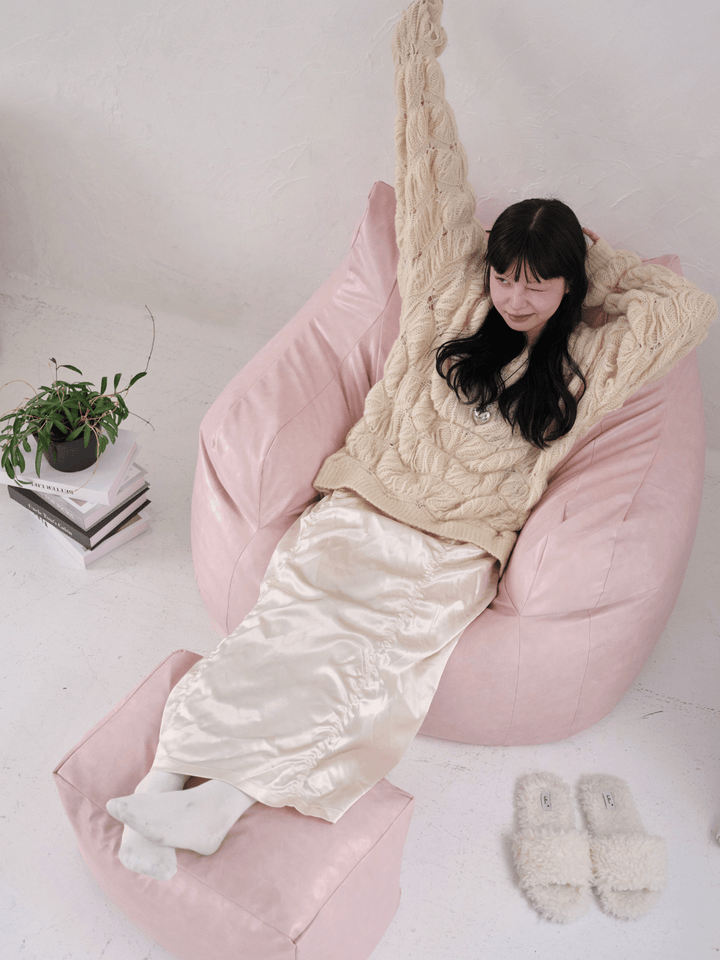 HUGME 1人掛けビーズソファ Glossy Pink｜1人用ソファ おしゃれ