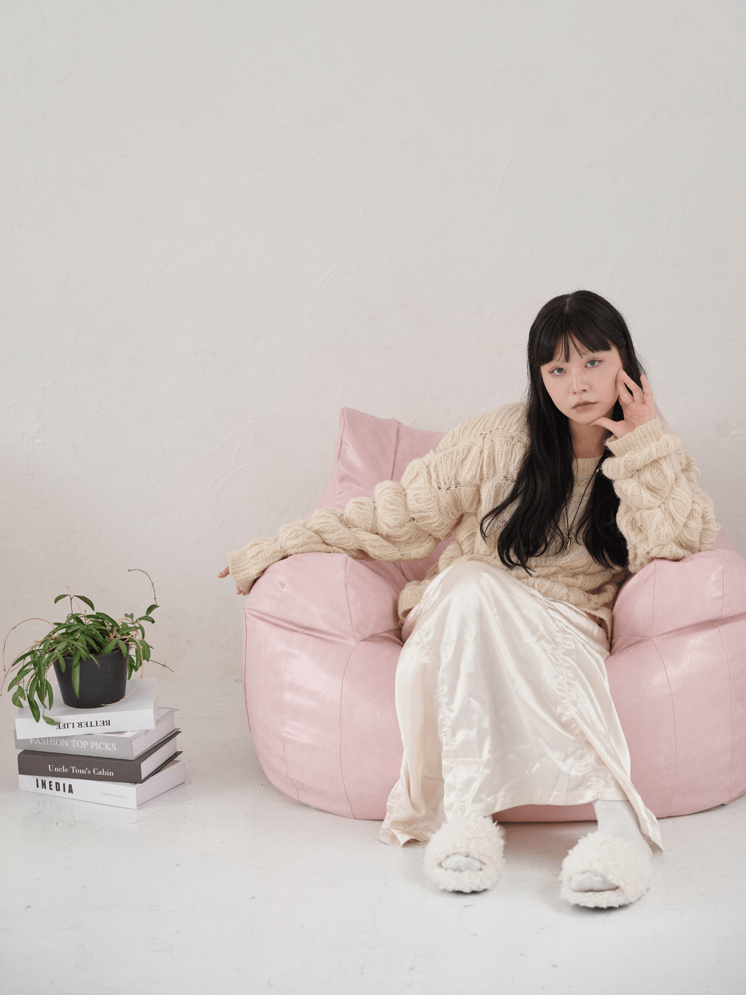 LOOSY 1人掛けビーズソファ Glossy Pink｜1人用ソファ おしゃれ