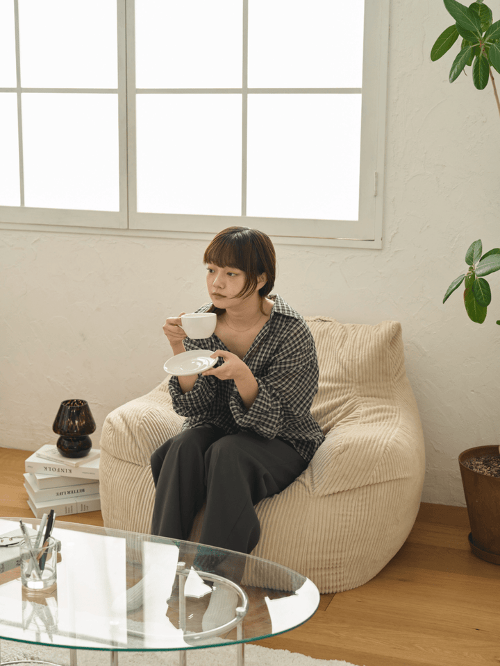 LOOSY コーデュロイ ビーズクッション ベージュ LOOSY 1人掛けビーズソファ Beige｜1人用ソファ おしゃれ 一人暮らし