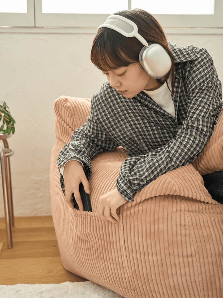 LOOSY 1人掛けビーズソファ Coral Pink｜1人用ソファ おしゃれ