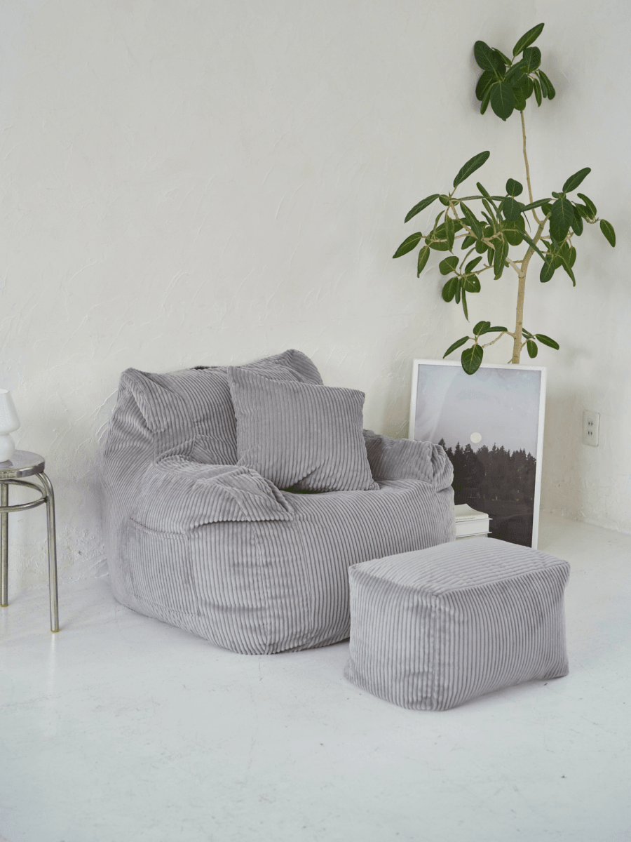LOOSY 1人掛けビーズソファ 付替カバー Gray｜1人用ソファ おしゃれ
