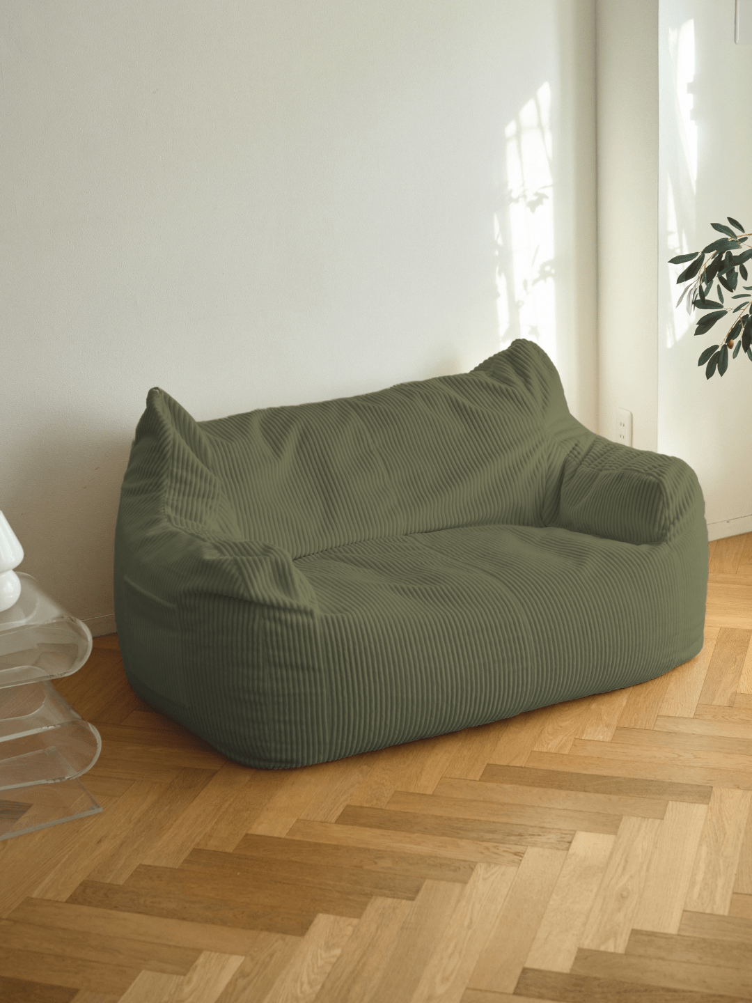【ぎょ さん専用】LOSSY HUGME 2人掛けビーズソファ Olive HUGME 2人掛けビーズソファ Green｜2人用ソファ おしゃれ