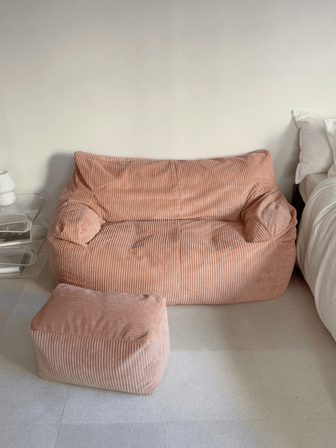 LOOSY 2人掛けビーズソファ Coral Pink｜2人用ソファ おしゃれ