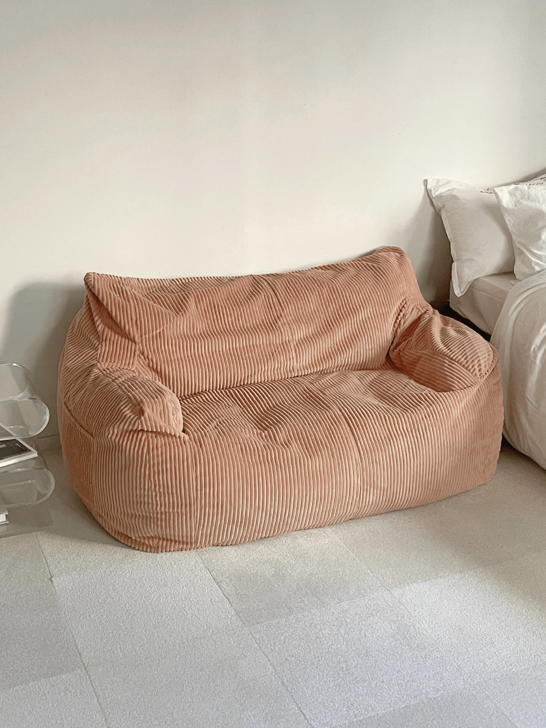 LOOSY 2人掛けビーズソファ Coral Pink|2人用ソファ おしゃれ LOOSY 2人掛けビーズソファ Coral Pink|2人用ソファ おしゃれ