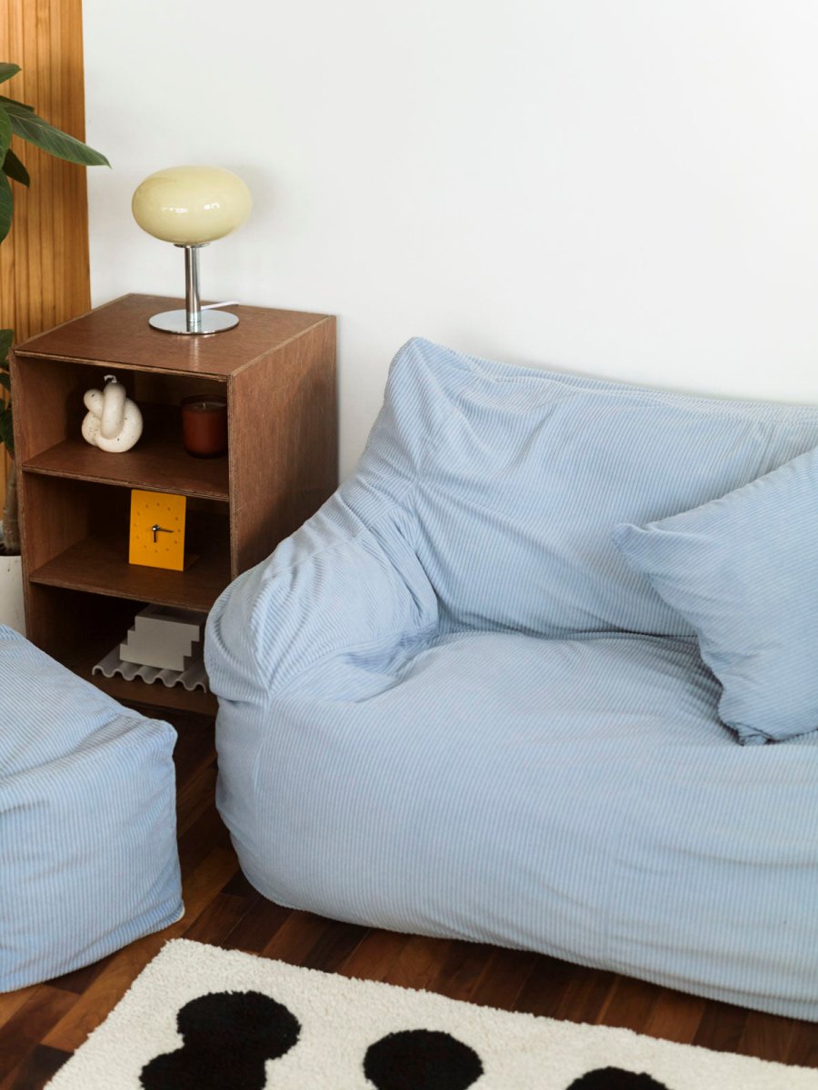 LOOSY 1人掛けビーズソファ Powder Blue｜1人用ソファ おしゃれ