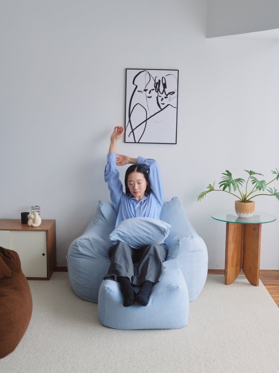 SE - 9163 - LOOSY - HUGME 1人掛けビーズソファ Powder Blue