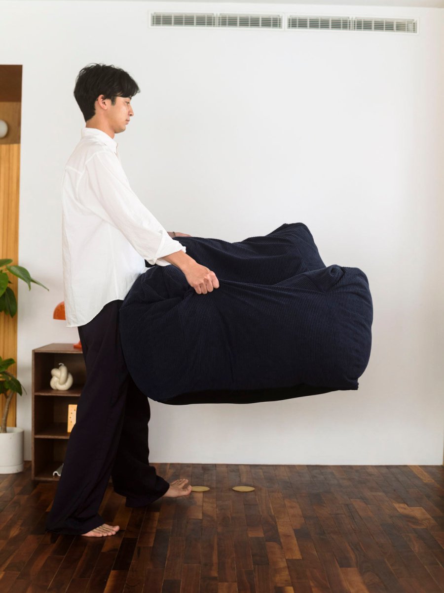 HUGME 1人掛けビーズソファ Dark Blue｜1人用ソファ おしゃれ