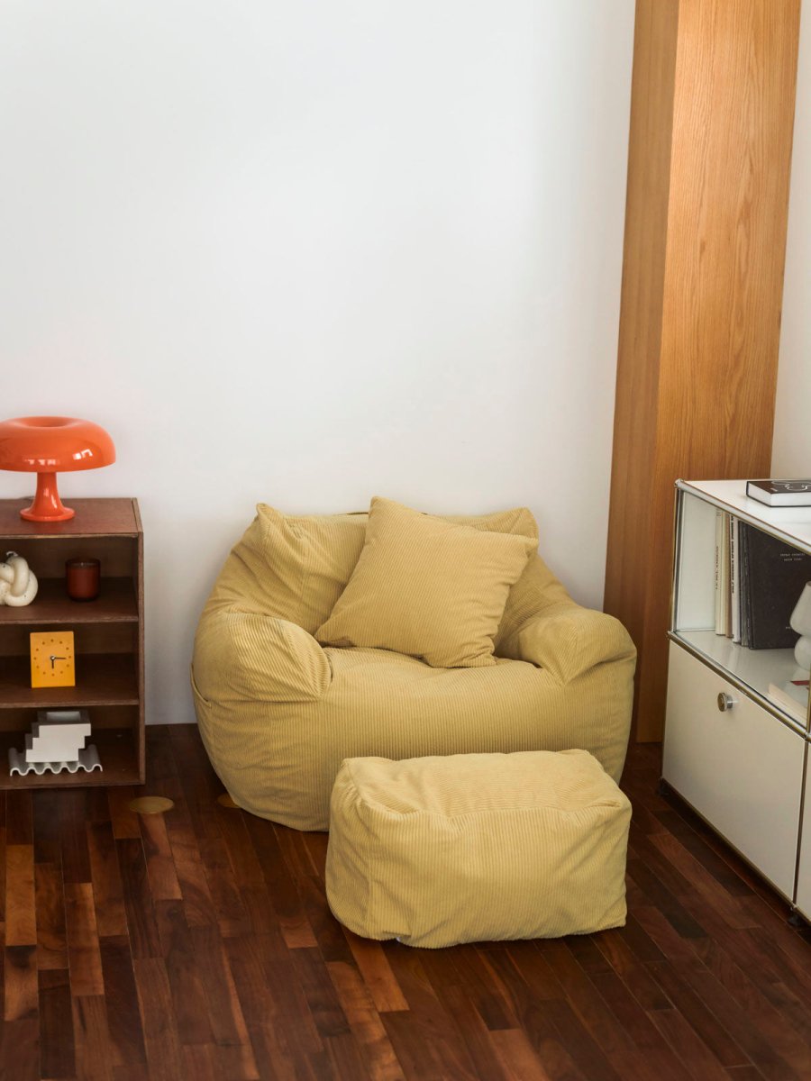 LOOSY 人掛けビーズソファ Soft Yellow｜1人用ソファ おしゃれ