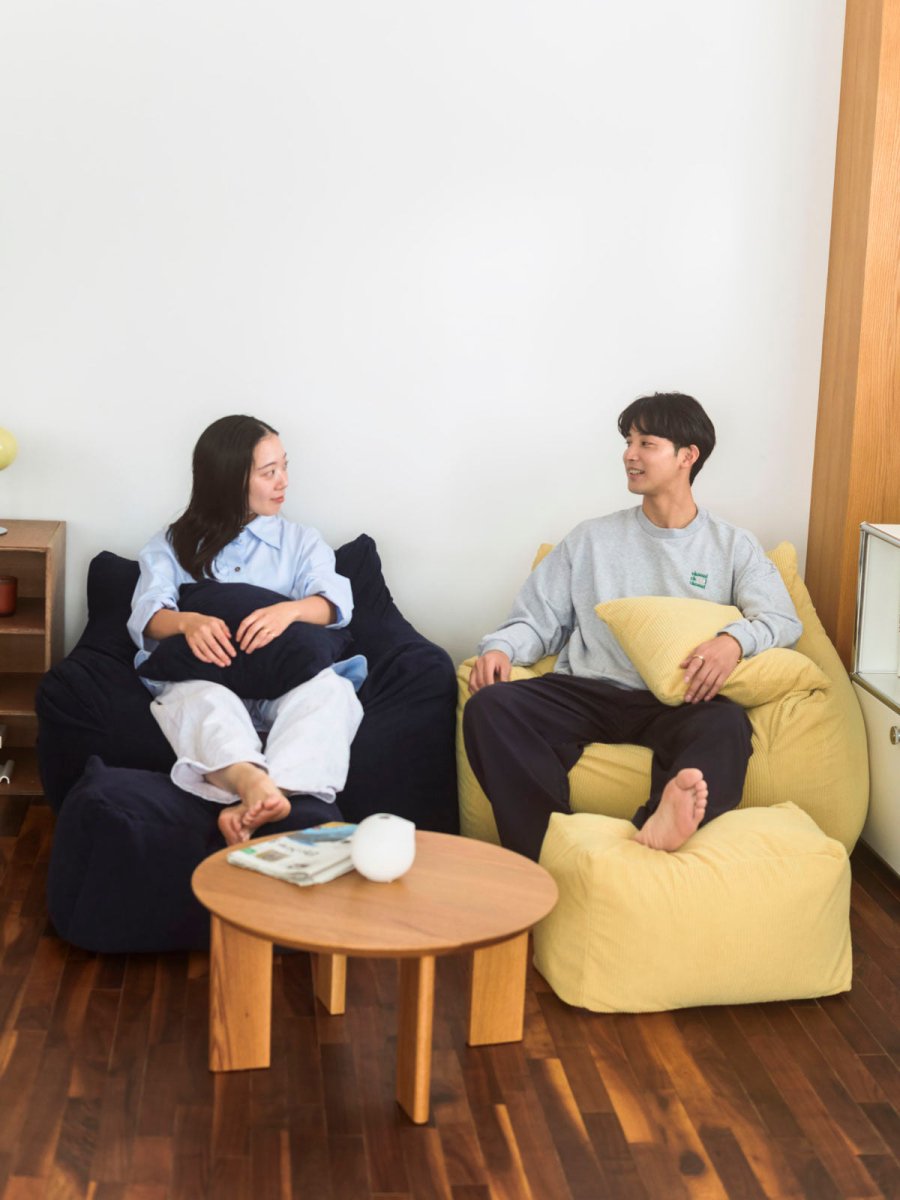 HUGME 1人掛けビーズソファ Soft Yellow｜1人用ソファ おしゃれ