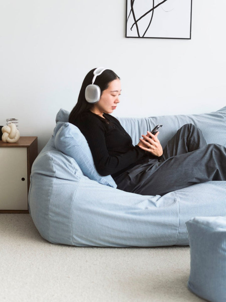 LOOSY 2人掛けビーズソファ Powder Blue｜2人用ソファ おしゃれ