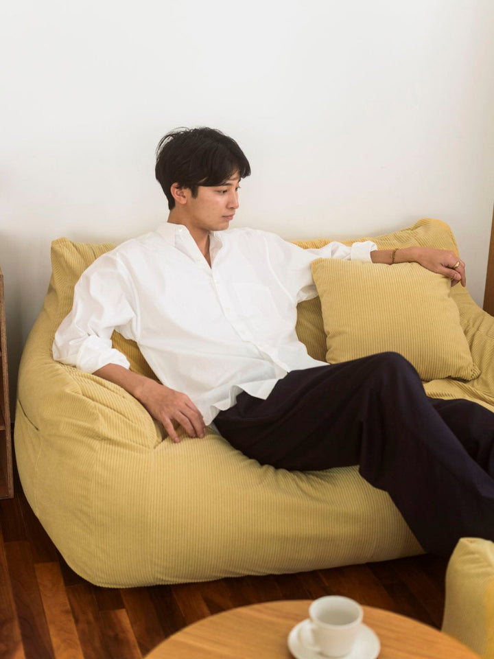 LOOSY イエロービーズクッションソファ LOOSY 2人掛けビーズソファ Soft Yellow｜2人用ソファ おしゃれ