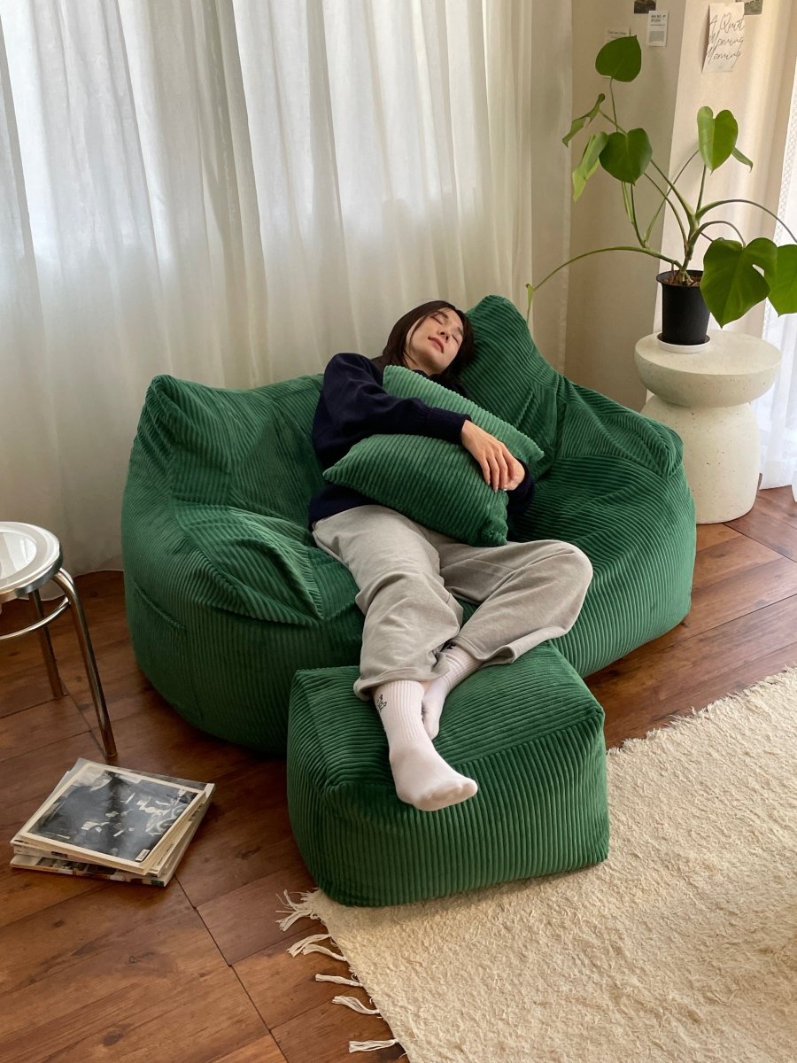 LOOSY ビーズソファ グリーン HUGME LOOSY 2人掛けビーズソファ Green｜2人用ソファ おしゃれ