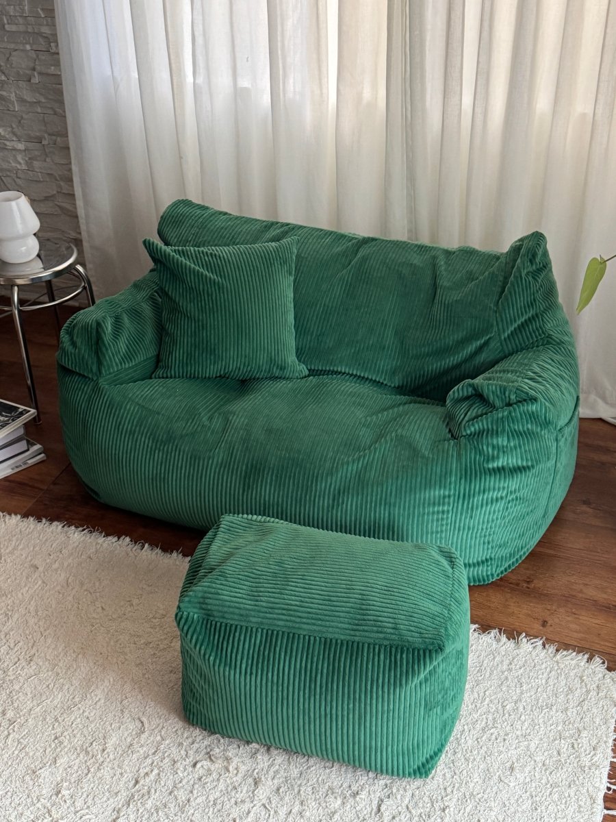 HUGME 2人掛けビーズソファ 付替カバー Green｜2人用ソファ