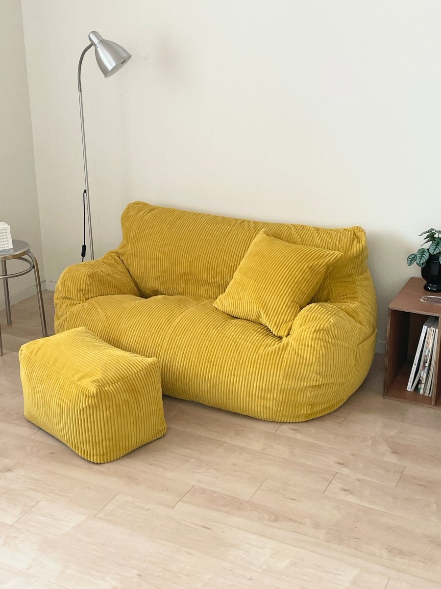 HUGME 2人掛けビーズソファ 付替カバー Mustard LOOSY 2人掛けビーズソファ 付替カバー Mustard｜2人用ソファ おしゃれ