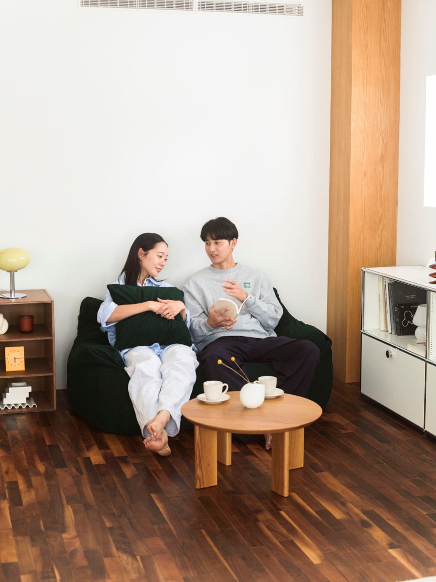【2人掛け】loosyダークグリーン ビーズクッションソファ　カバー LOOSY 2人掛けビーズソファ 付替カバー Green｜2人用ソファ おしゃれ