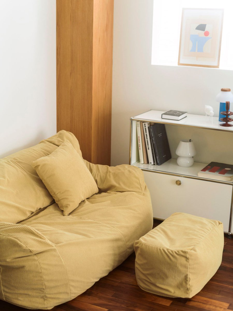 LOOSY 2人掛けビーズソファ 付替カバー Soft Yellow｜2人用