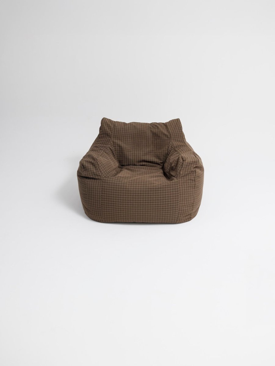 公式】LOOSY 1人掛けビーズソファ 付替カバー Brown Check｜1人用