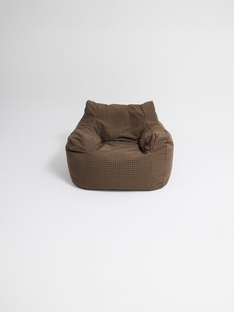 SE - 9592 - LOOSY - HUGME 1人掛けビーズソファ 付替カバー Brown Check