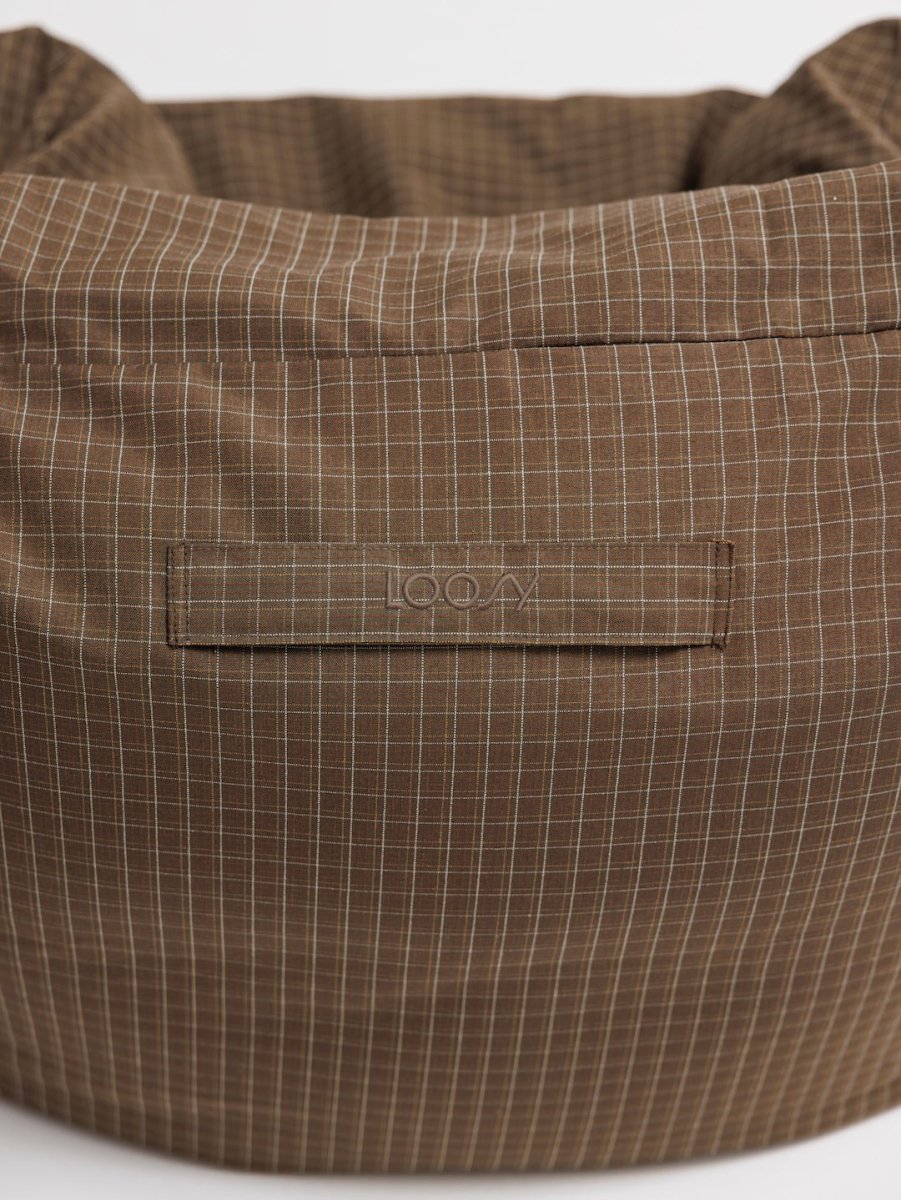 公式】LOOSY 1人掛けビーズソファ 付替カバー Brown Check｜1人用