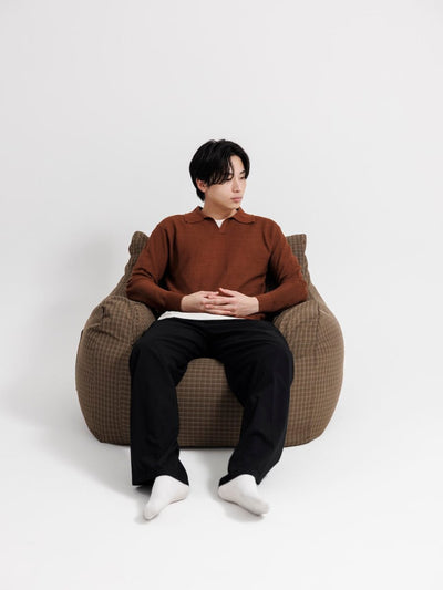 SE - 9592 - LOOSY - HUGME 1人掛けビーズソファ 付替カバー Brown Check