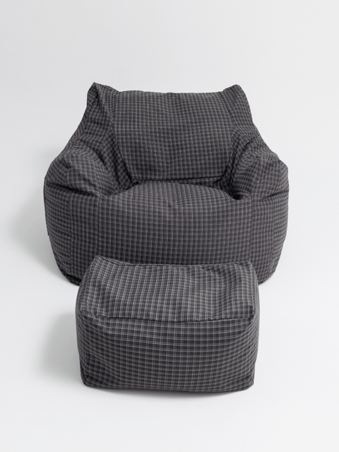 SE - 9593 - LOOSY - HUGME 1人掛けビーズソファ Charcoal Check