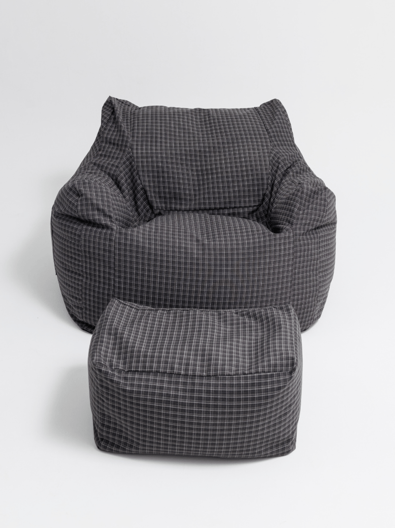 公式】LOOSY 1人掛けビーズソファ Charcoal Check|1人用ソファ 公式】LOOSY 1人掛けビーズソファ Charcoal Check|1人用ソファ
