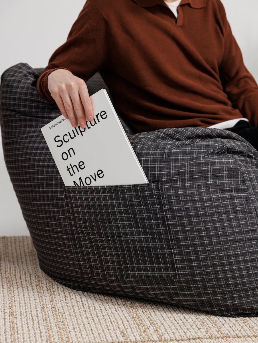 公式】LOOSY 1人掛けビーズソファ Charcoal Check｜1人用ソファ