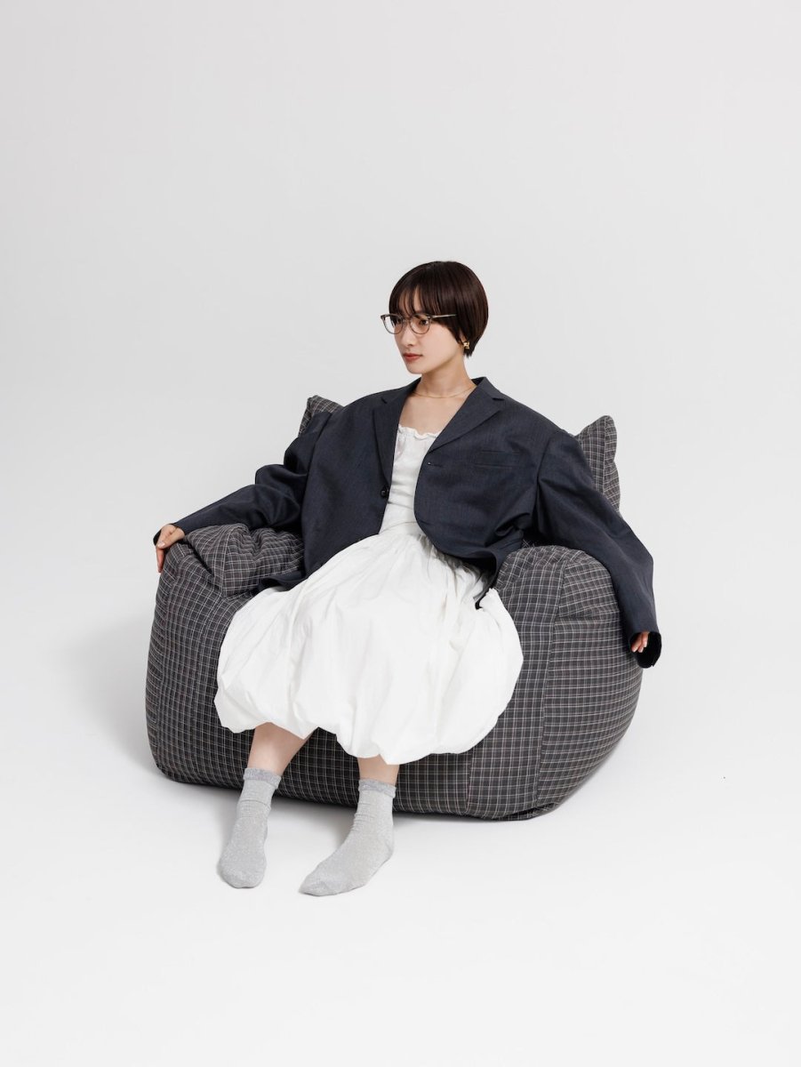 SE - 9593 - LOOSY - HUGME 1人掛けビーズソファ Charcoal Check