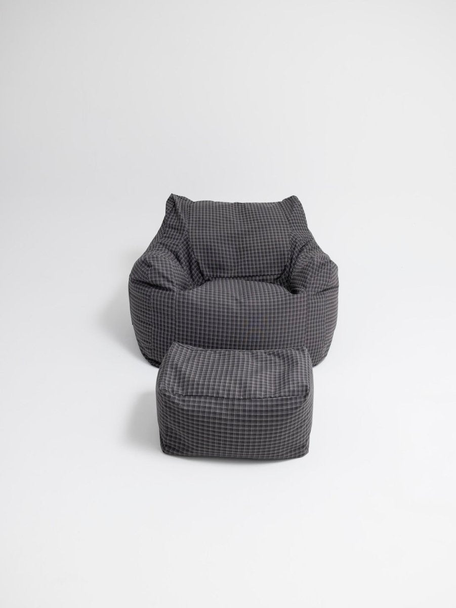SE - 9593 - LOOSY - HUGME 1人掛けビーズソファ Charcoal Check