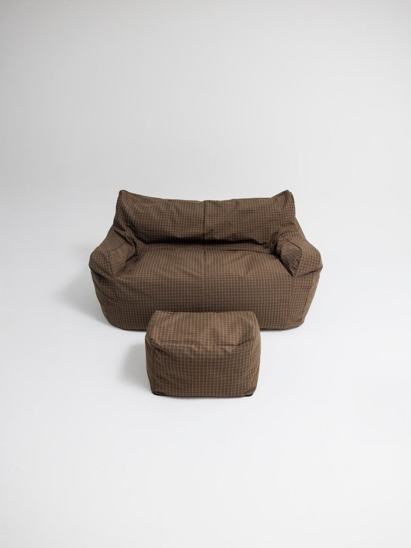SE - 9596 - LOOSY - HUGME 2人掛けビーズソファ 付替カバー Brown Check